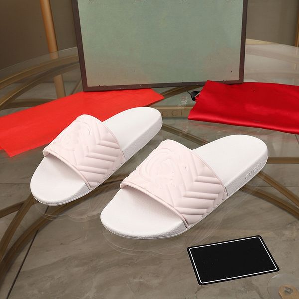 

2020 luxury designer summer rubber slide sandal for men and women flat slipper bright colorful summer feel permeating beach flip flops, Black