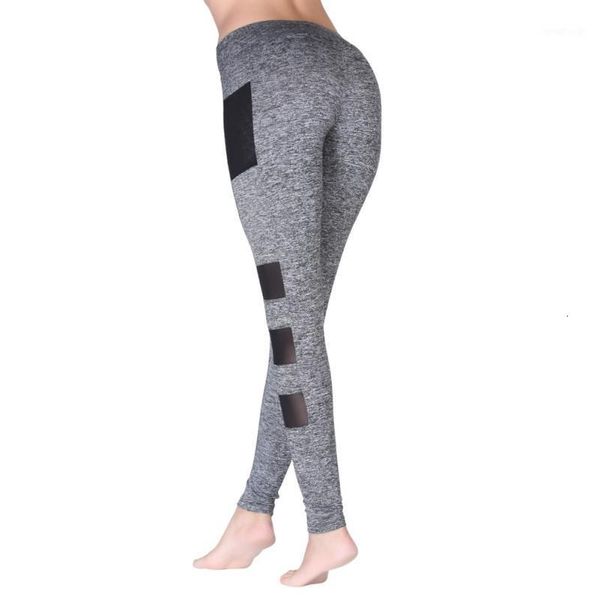 

women quick dry pants sports leggings fitness mid waist legging black grey mesh patchwork breathable pants41, White;red