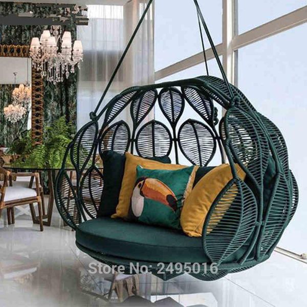 

camp furniture outdoor handwoven hanging rattan swing chair - basket with cushion-leisure leisure type