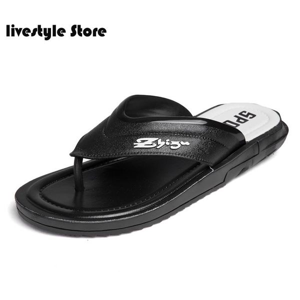

2021 men beach slippers fashion flip flops with soft sole trendy breathable easy to match men summer shoes sandals, Black