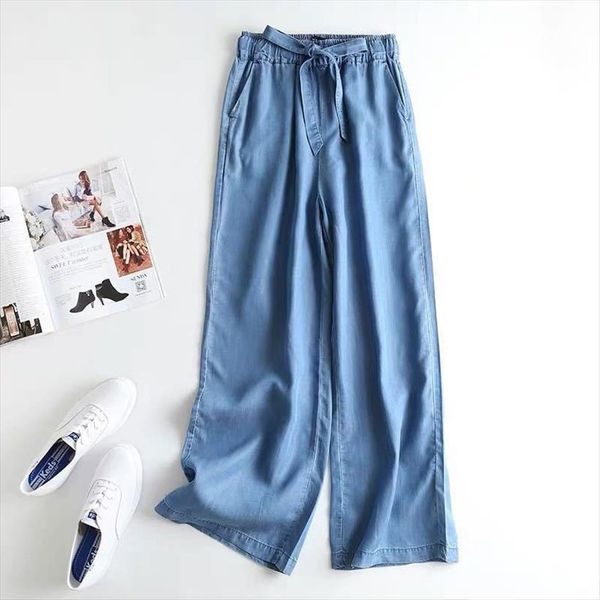 

arrival spring korea fashion women shorts elastic waist loose softener denim pants all matched casual wide leg jeans femme v197, White;black