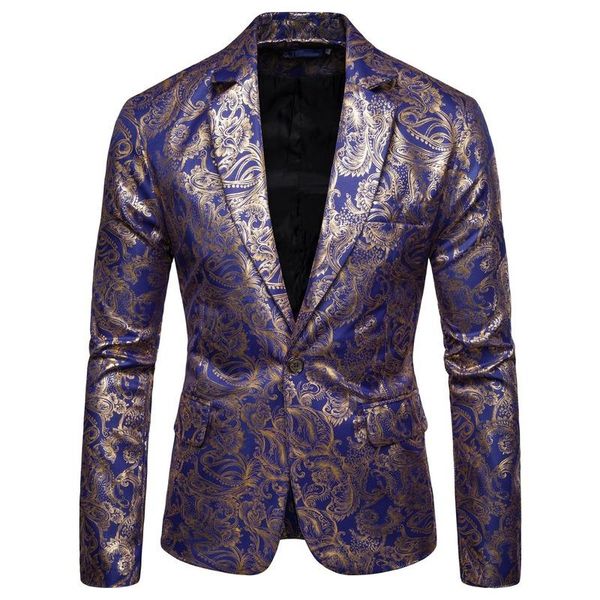 

men's suits & blazers mens 2021 autumn and winter casual ethnic style bronzing floral slim suit jacket blazer leisure, White;black