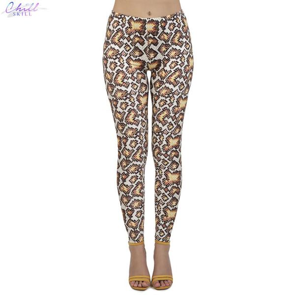 

women's leggings chill skill leggins mujer python printing snake skin feminina fitness woman flexible pants workout, Black