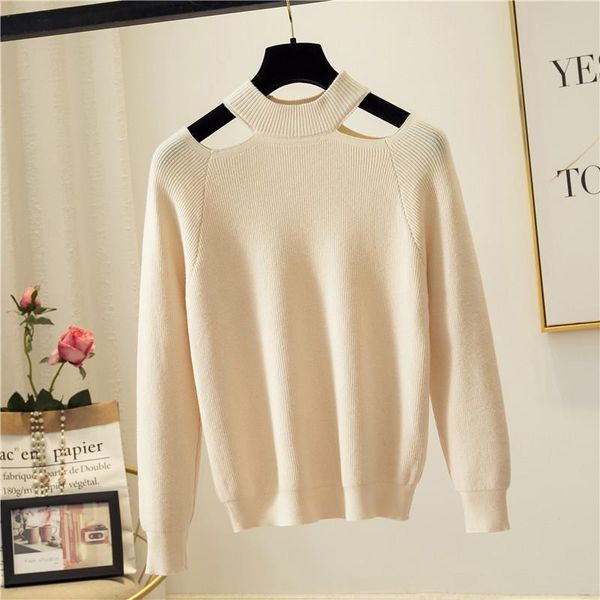 

women's sweaters winter autumn loose solid hole hollow turtleneck knitted pullovers woman wild sweater female pl080, White;black