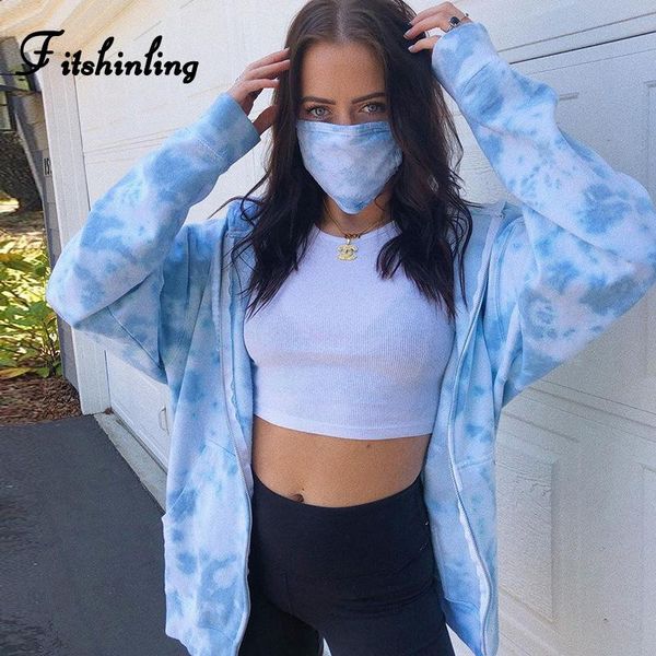 

women's jackets fitshinling tie dye oversized hoodies for women 2021 autumn overcoat female pockets loose zip-up coat casual jacket, Black;brown