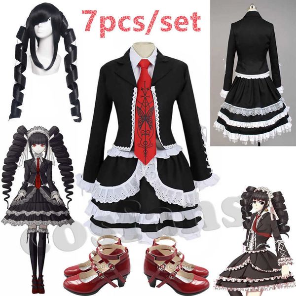 7 adet / takım Danganronpa Dangan Ronpa Celestia Ludenberg Cosplay Kostüm Custom Made Dangan Cadılar Bayramı Partisi Fantezi Elbise Ücretsiz Gemi Y0903