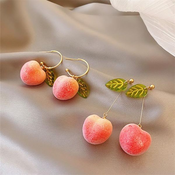 

dangle & chandelier ioy irene simulation peach earrings cute romantic contracted acrylic leaves tassel drop for women jewelry er512, Silver