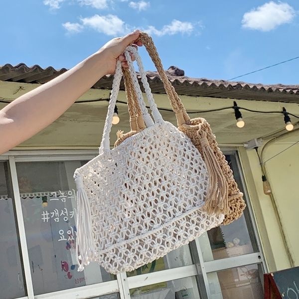 

women messenger bags hollow out woven single shoulder crossbody bag casual tassel beach straw bag for women bolsa feminina c0225