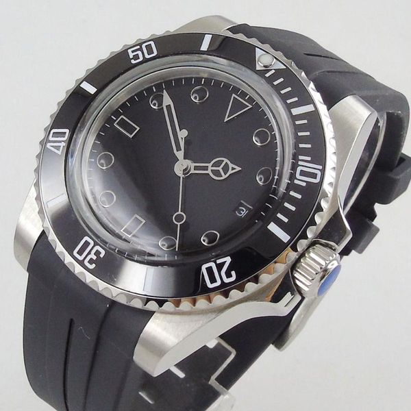 

wristwatches 40mm black sterile dial sapphire glass pvd ceramic bezel date miyota 8215 movement automatic mens watch, Slivery;brown