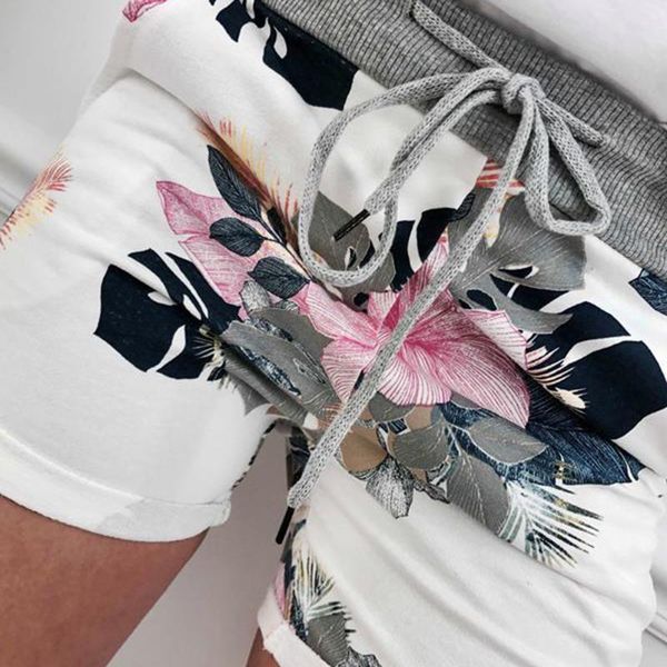 

women's shorts yjsfg house 2021 fashion sportswear casual ladies floral summer drawstring male chinese style, White;black