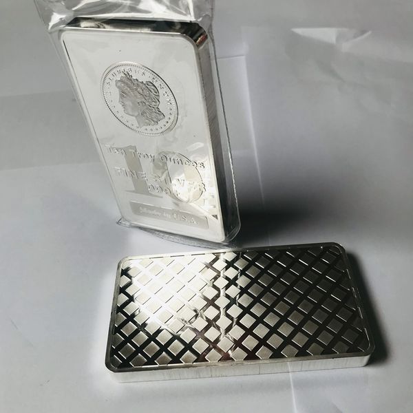 1 pezzo di barra Morgan non magnetica 10 OZ placcata argento bellezza decorazione americana barra sigillata sottovuoto da collezione