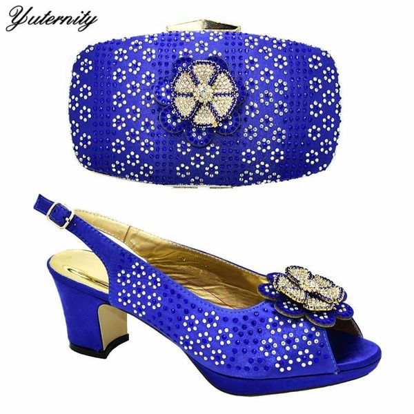 

dress shoes summer style italian decorated with rhinestones and bag set african high heels 7cm for wedding, Black