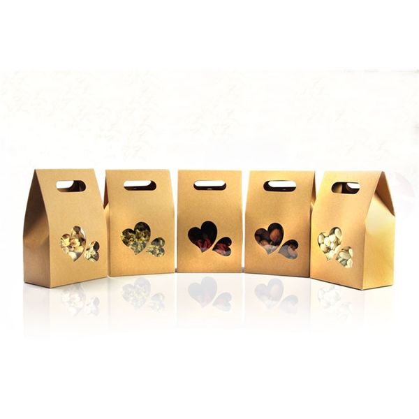 

50pcs kraft paper bags/boxes paper brown stand up window for wedding/gift/jewelry/food/candy storage packing bags, Pink;blue