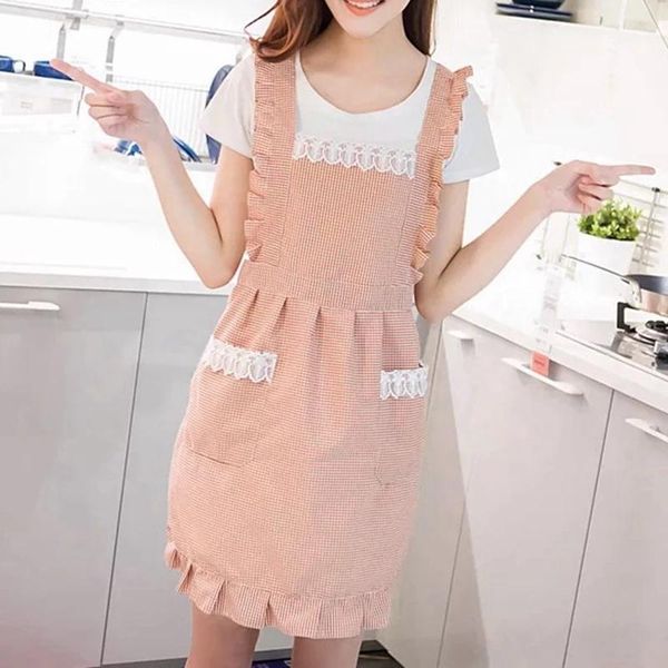 

korean fashion apron waterproof kitchen oil-proof nail shop milk shop coffee beauty salon overalls women double-layer