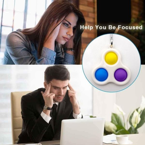 

30pcs simple dimple keyring fidget sensory push pop toys push bubble stress relief finger toy triangle silicone decompression toys h3472wv