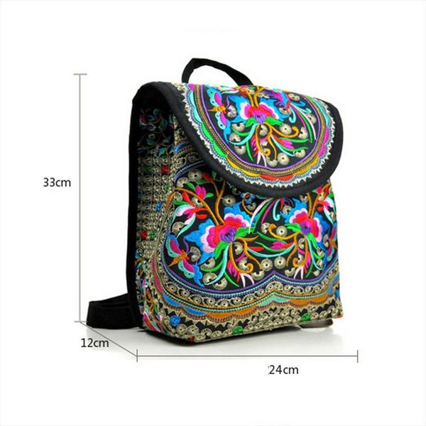 

hippie boho backpacks handmade flower embroidered canvas ethnic travel bacpback