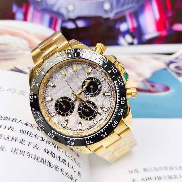 

luxury mens watches chronograph men watch gold 42mm 316 stainless steel band fashion satch designer wristwatches for men's valentine&#0, Slivery;brown