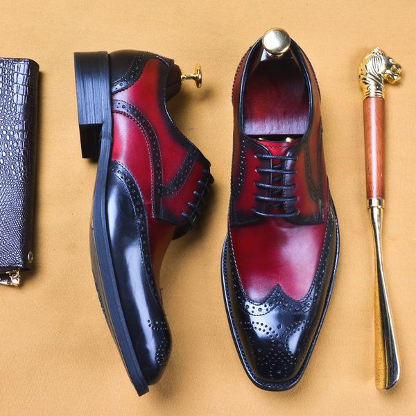 

dress shoes mens formal genuine leather oxford for men black 2021 wedding laces brogues calzado hombre