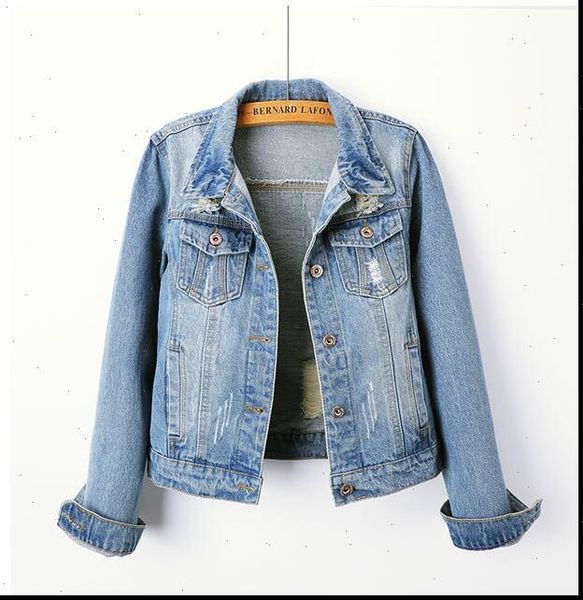 

2021 new large size 5xl denim jacket ladies boyfriend denim coat street dress harajuku retro autumn basic coat, Black;brown