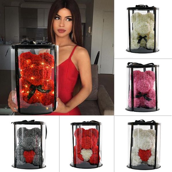 

decorative flowers & wreaths 2021 valentine's day gift 40cm rose teddy bear artificial in round box anniversary birthday gifts for wome