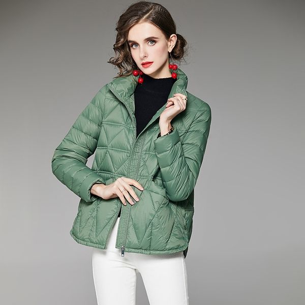 

2023206-2021 autumn and winter new women's simple temperament 90 white duck down wind proof warm high ji jacket, Black