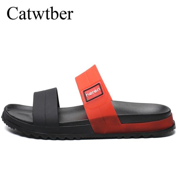 

catwtber beach slippers summer men flip flops men fashion characters upper white shoes for man outdoor ocean water breathable, Black