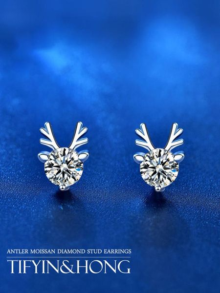 

stud 925 sterling silver 2021 trending luxury brands antlers earrings men wedding womens couple, Golden;silver