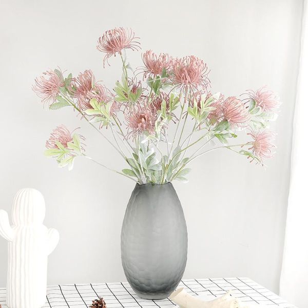

decorative flowers & wreaths artificial single branch 3 fork wind wheel needle fake for home wedding decoration flower chrysanthemum