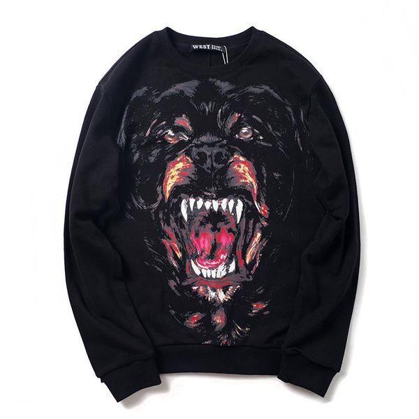 

men's hoodies & sweatshirts 2021 hip hop cartoon dog printed pure cotton pullover for male women unisex, Black