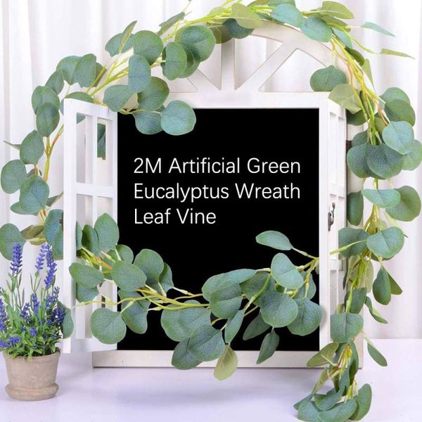 

decorative flowers & wreaths 2m artificial green eucalyptus garland leaves vine fake vines rattan plants ivy wreath wall decor wedding