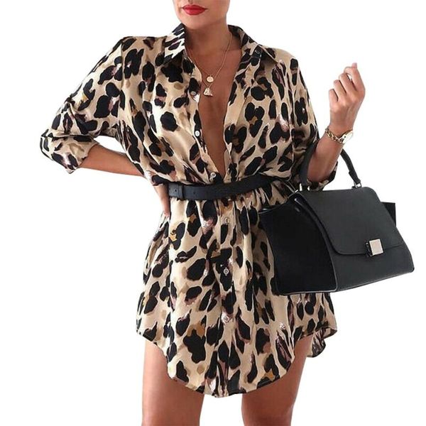 

casual dresses tide women's retro elegant shirts dress long sleeve lapel print button for party club streetwear fashion lace up vestido, Black;gray