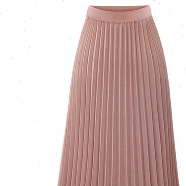 

women fashion elastic waist solid color pleated skirt womens solid pleated elegant midi elastic waist maxi skirt trendyol z326, Black