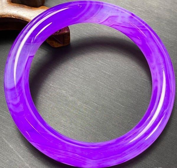 

bangle pure natural custom hand-polished purple retro round bracelet jade, Black