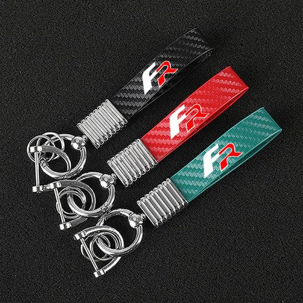 

keychains arbon fiber leather keychain custom metal rotating horseshoe key rings for leon fr ibiza altea exeo logo car, Silver
