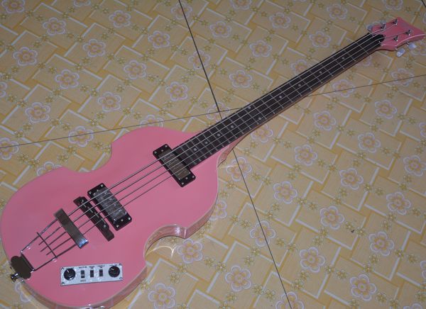 

4 strings hofner electric guitar bass body maple pink