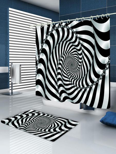

shower curtains 3d printing waterproof bathroom products bath curtain with one mat