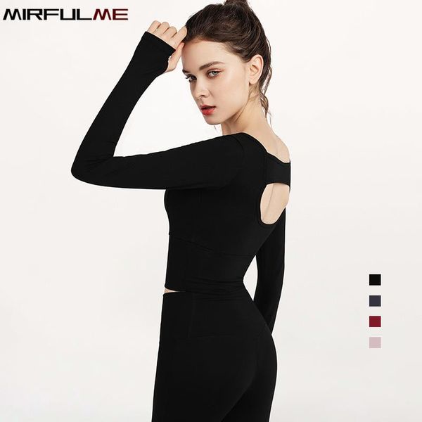 

yoga outfit women shirts hollow out sport slim elastic long sleeve running t-shirt girls gym workout crop fitness sweatshirts