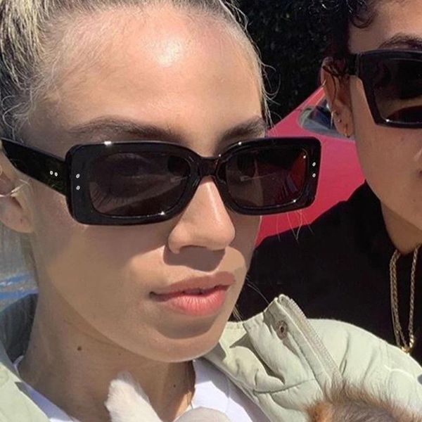 

sunglasses trendy black women 2021 rectangle thick frame fashion sun glasses shades for ladies, White;black