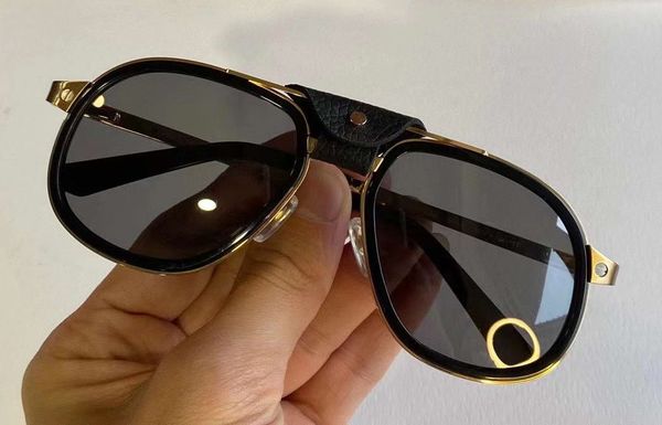 

gold black grey pilot sunglasses 0241s with leather 57mm men fashion sunglasses eeywear outdoor glasses with box, White;black