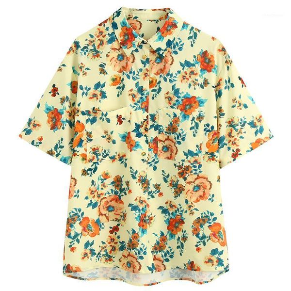 

women's blouses & shirts elina prairie chic loose women fashion summer floral printed elegant short sleeve female ladies gy, White