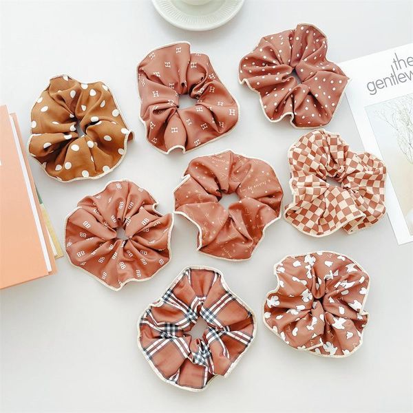 

hair accessories 20pcs/lot exquisite print cloth scrunchies for women girls ponytail holder elastic bands styling, Slivery;white
