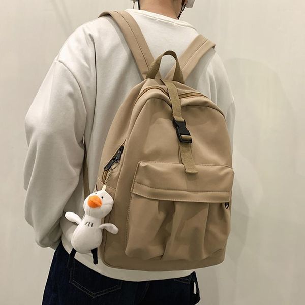 

couple solid color backpack women men large capacity school backpacks for teen harajuku ulzzang mori versatile travel bag ladies