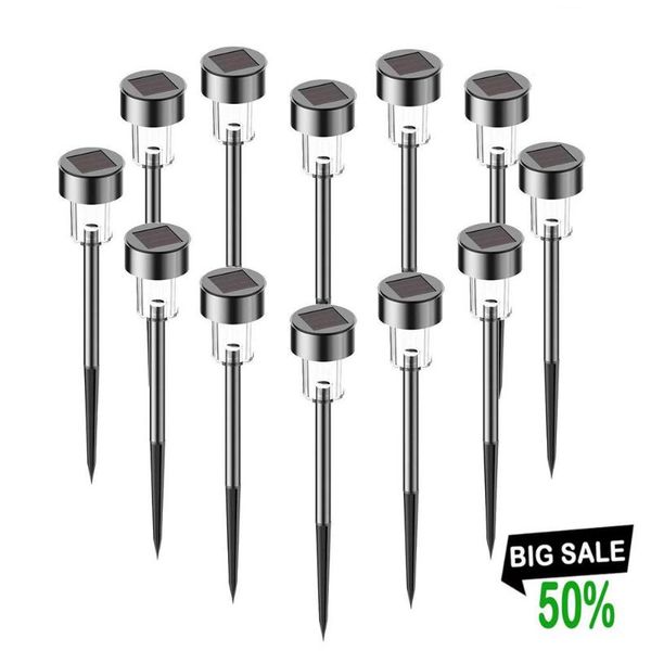 

10pcs/lot solar led lamps waterproof outdoor pathway stainless lamp solar powered sunlight for garden yard lawn rgb white lights
