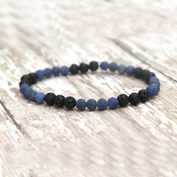 

tennis essential oil jewelry 6mm matte lapis lazuli & lava stone beaded diffuser bracelet yoga mala stones, Golden;silver