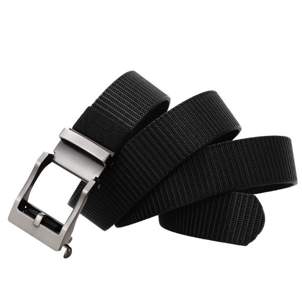 

belts fashion male black nylon belt outdoor metal automatic buckle casual pants cool wild luxury waist g35-24051, Black;brown