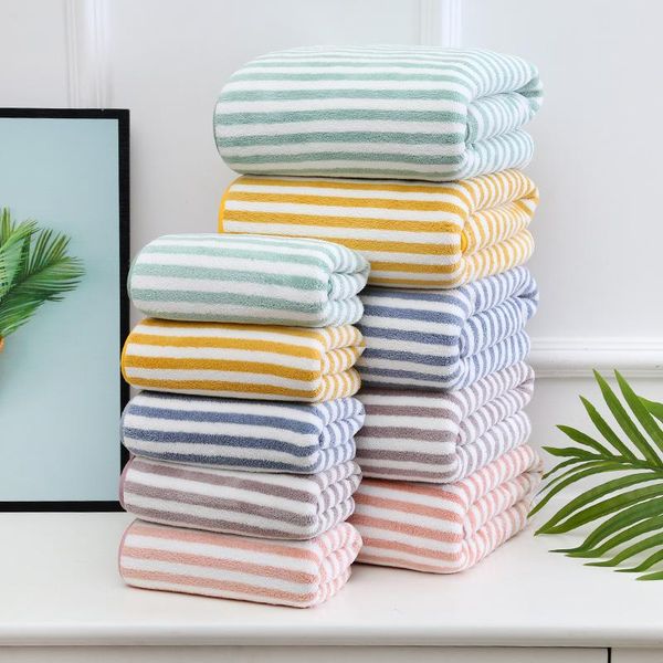 

70*140cm velvet stripe bath towel coral fleece thin towel washcloth daily soft absorbent cover beach bath wrap skirt