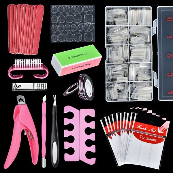 

nail art kits transparent artifical acrylic false nails kit manicure decorations polish tool