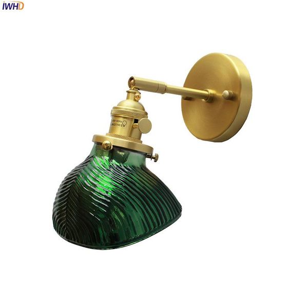 

irregular green glass led wall light copper nordic mirror light with switch for art home decor bedroom bathroom applique murale