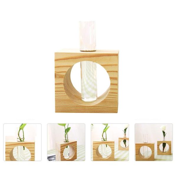 

vases 2 sets hydroponic glass vase tube with wooden stand plant terrarium