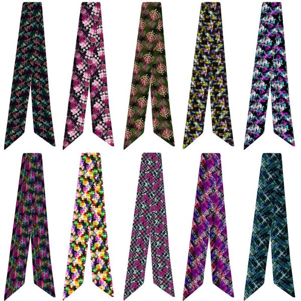 

scarves 2021 fashion scarf punk art effect print variety bag handle tied small, Blue;gray